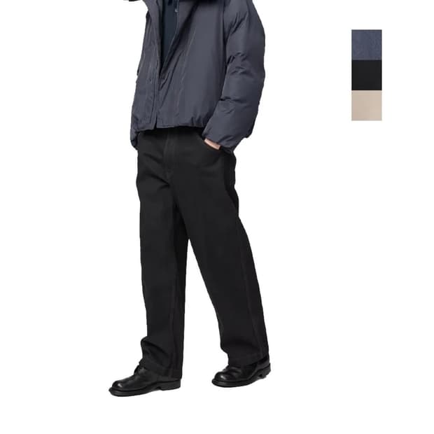 유니클로 U 와이드 핏 컬러진 블랙