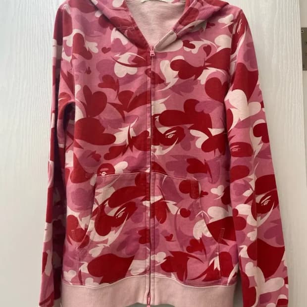 하트 카모 베이프 핑크 후드집업