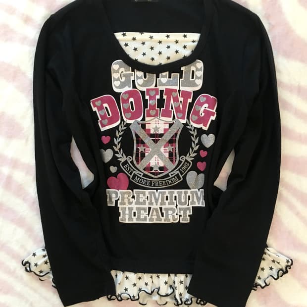 헤이세이 스쿨 별 레이어드 티셔츠 갸루 키치