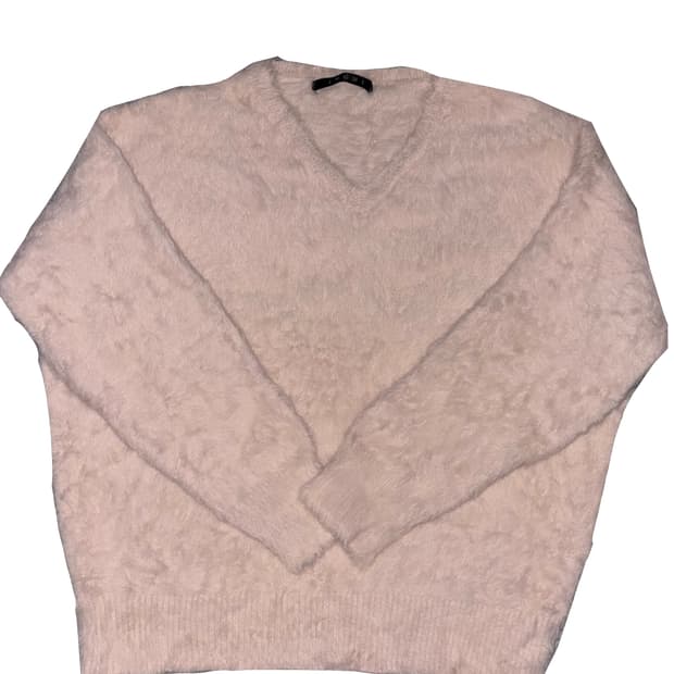 Y2k 갸루 인디핑크 연핑크 딸기우유 앙고라 브이넥 울 니트 