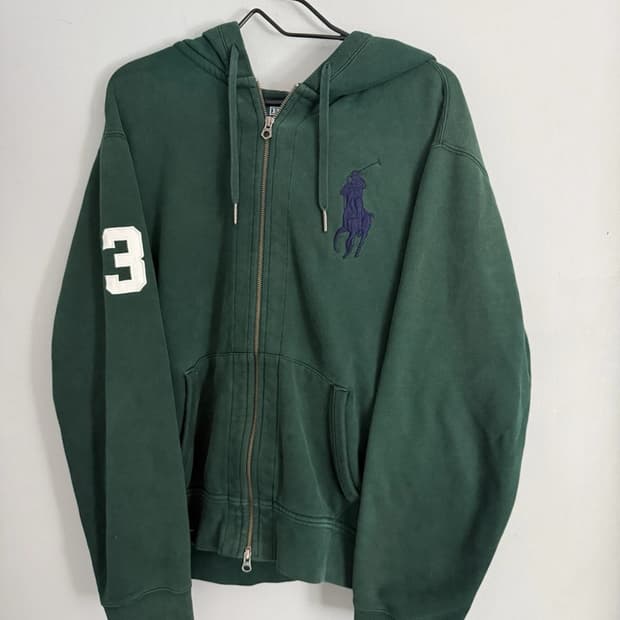 폴로 랄프로렌 빅포니 체크 후드집업 그린