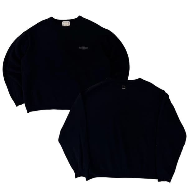 우영미 22ss 시그니쳐 로고 디테일 울 니트 딥 네이비