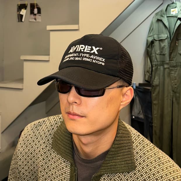 Avirex logo black trucker cap
