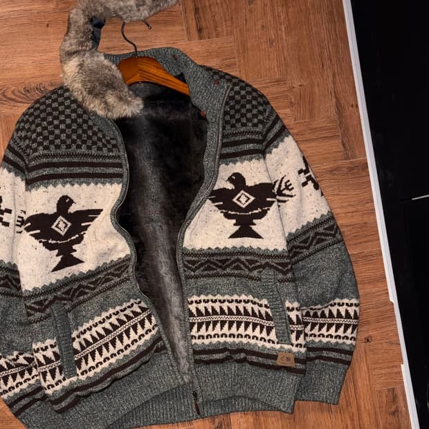 퍼 카라 노르딕 니트 집업