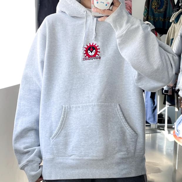 슈프림 18fw 뱀파이어 애쉬그레이 헤비스웻 후디