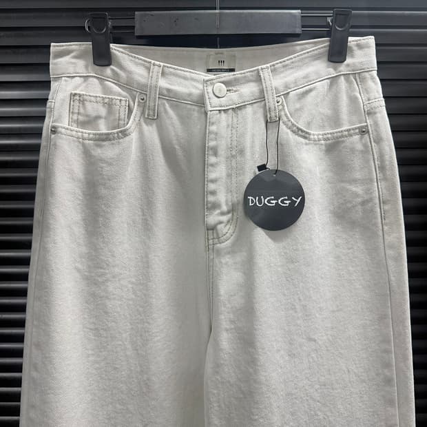 느낌표 크림 화이트 데님 와이드 팬츠 워크 M 29 워시드 일자 아이보리