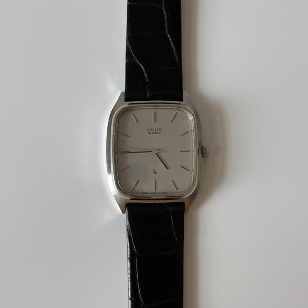 1980년대 빈티지 시계 CQ 실버 스퀘어 쿼츠 남성