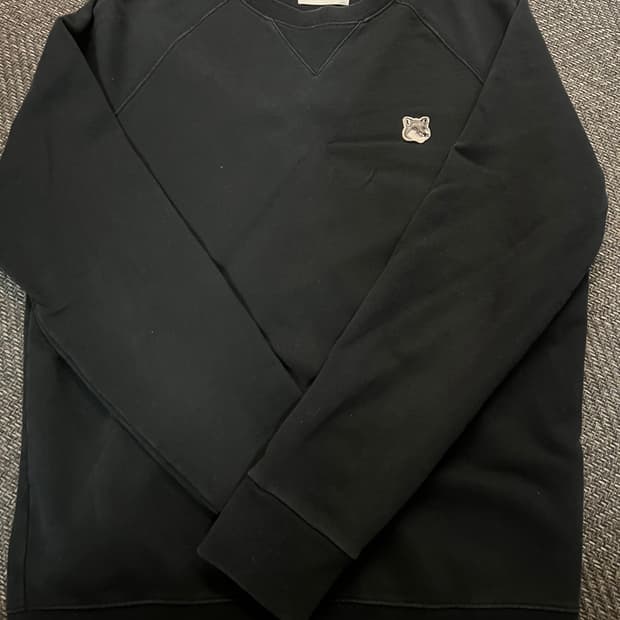 메종 키츠네 그레이 폭스 헤드 패치 맨투맨 블랙M