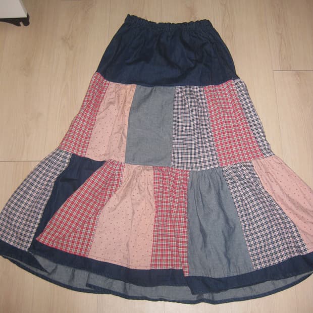 패치워크 스커트, 빈티지 스커트, 청스커트