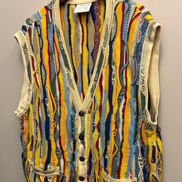 (XL)Coogi 쿠지 3D 에스닉 웨스턴 케이블 니트베스트 조끼