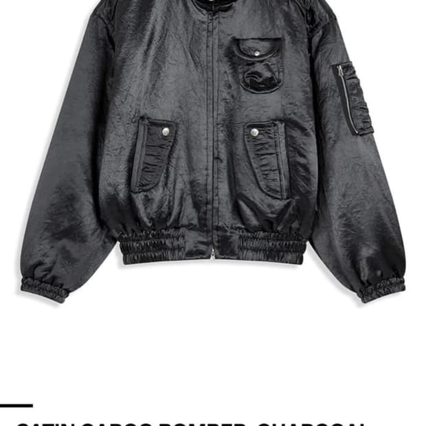 Openyy 새틴 카고 봄버 차콜