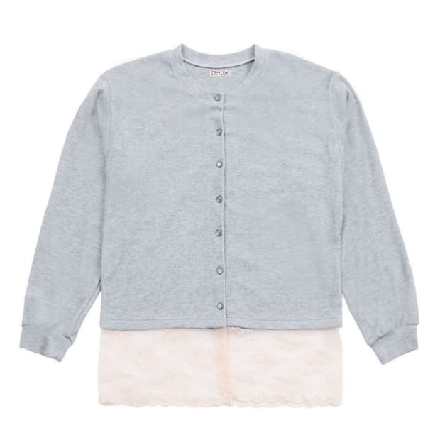 오스하이 레이스 가디건 핑크그레이