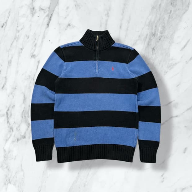 폴로 랄프로렌 스트라이프 하프집업 니트 