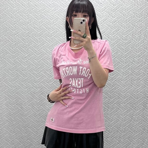디키즈 Y2K 레트로 00's 딸기우유 핑크 반팔티 L C13519