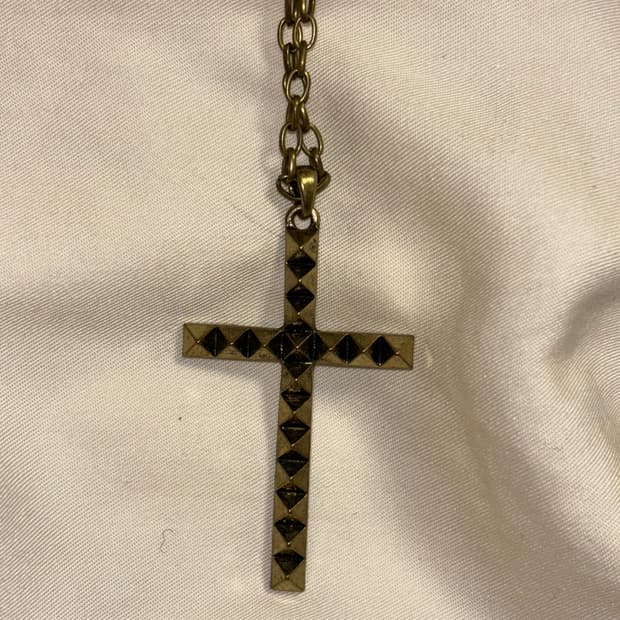 앤틱골드 십자가 스터드 목걸이 y2k 오네갸루 와투케 빈티지