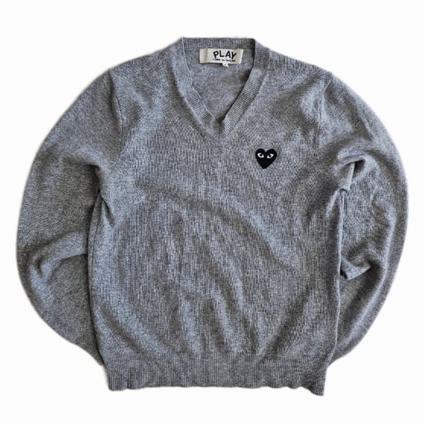 꼼데가르송 PLAY 브이넥 니트 S