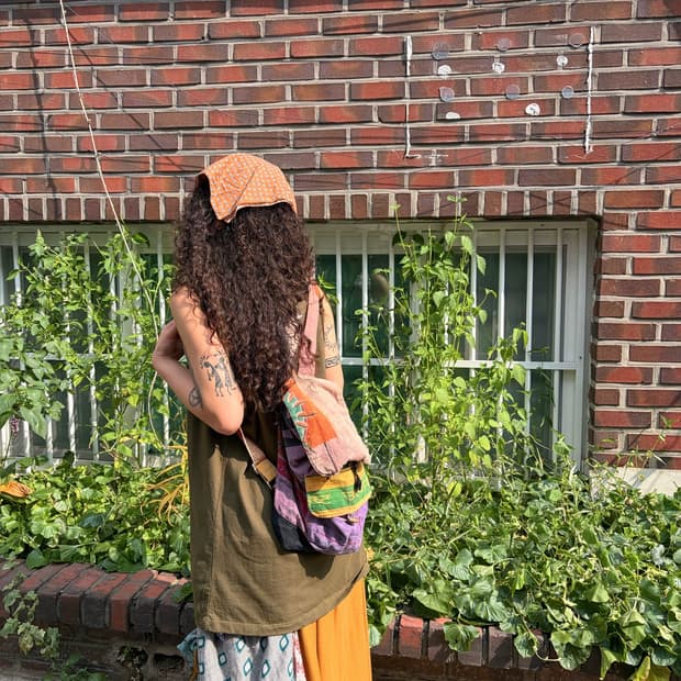 빈티지 히피 패턴 패치워크 백팩