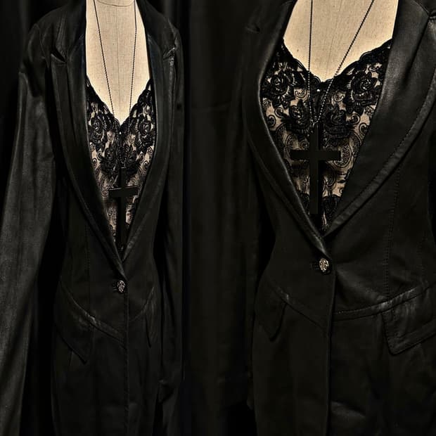 Goth leather jacket sleeve set..