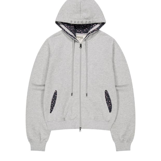 FLOWER POINT ZIP-UP HOODIE MELANGE GREY