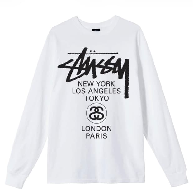 스투시 월드투어 롱슬리브 티셔츠 화이트 xl