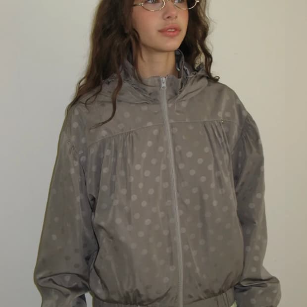 론론 도트 후드 바람막이 