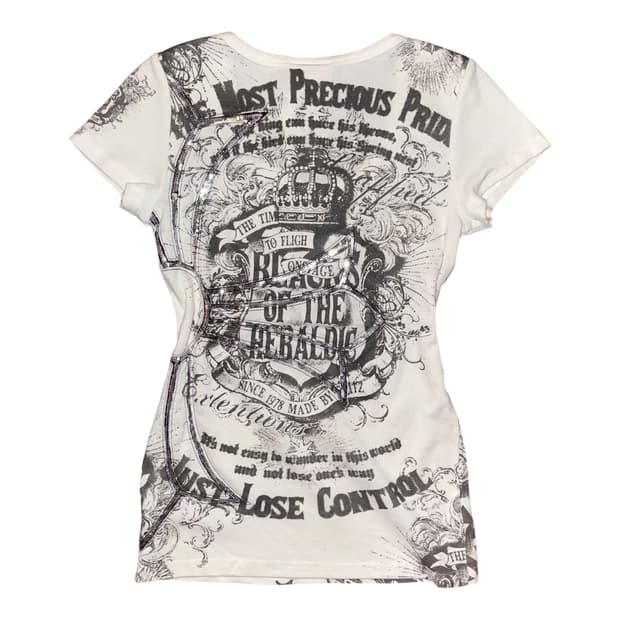 Glitz 글리츠 십자 스팽글 자수 프린팅 반팔티 펑크y2k갸루