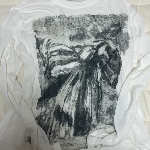 시스루 화이트 프린팅 롱슬리브 빈티지 y2k 