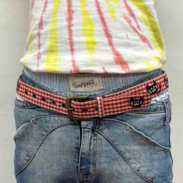 Rough Cat Red Check Belt