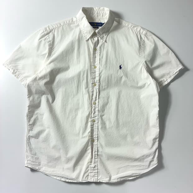 Polo  폴로 랄프로렌 자수 코튼 화이트 반팔 셔츠 