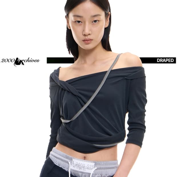 CERETTI DRAPED TOP (CHARCOAL)