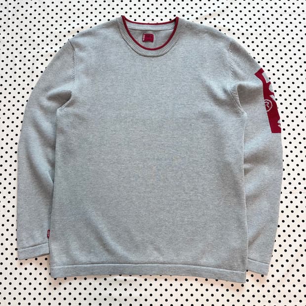 00's 리바이스 로고 스펠아웃 빈티지 그레이 코튼 니트