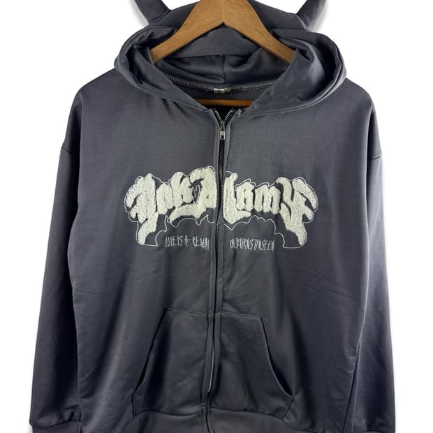 빈티지 데빌갸루 뿔디테일 레터링 후드집업2373