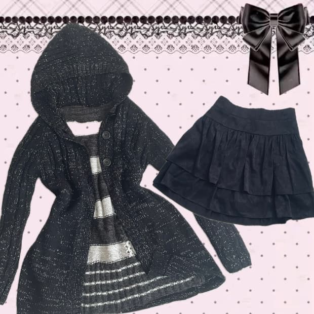 (무배) 무채색 갸루 펑크 코디세트 3P