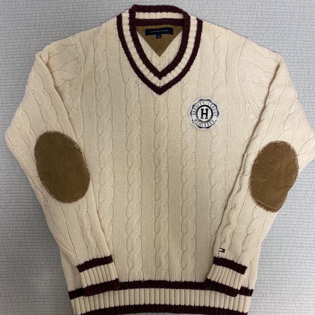 [M] 타미힐피거 크리켓 꽈배기 케이블 니트(아이보리)
