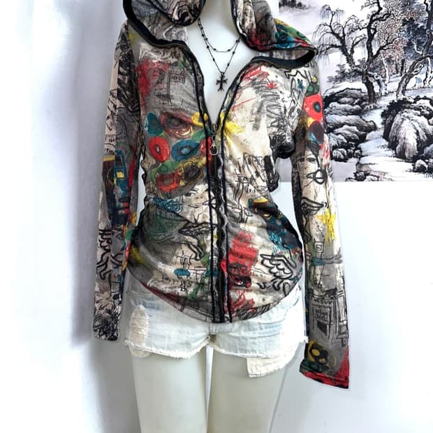 y2k 갸루 펑크 빈티지 후드집업