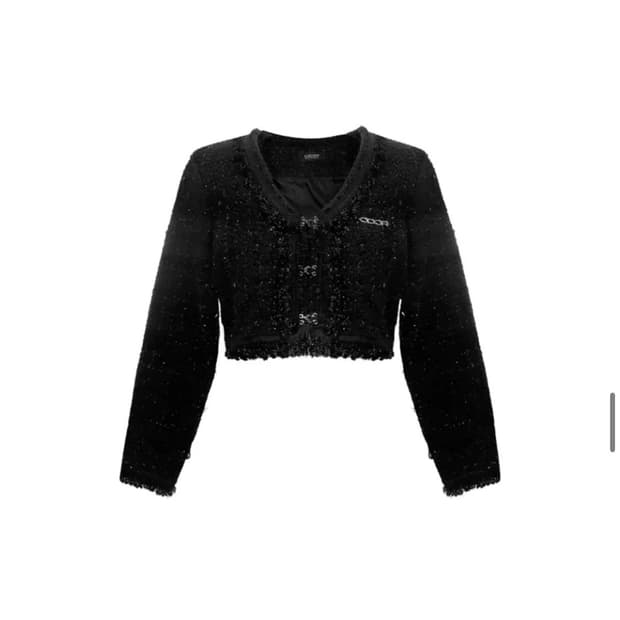 오도어 Twee crop cardigan in glitter black