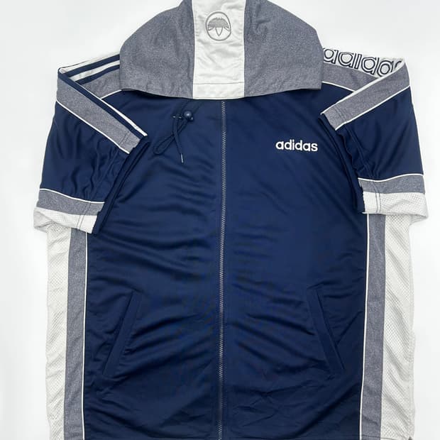 아디다스 배색 반팔 바람막이
