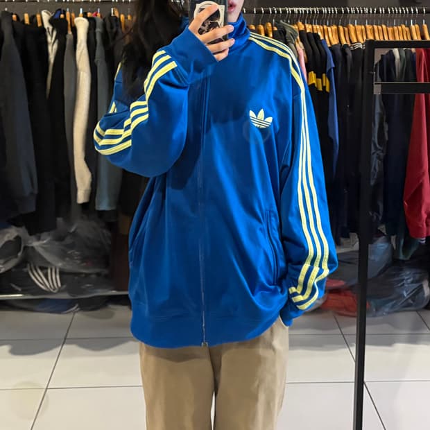 아디다스 구파이어버드 블루 라임 희귀 트랙탑 져지