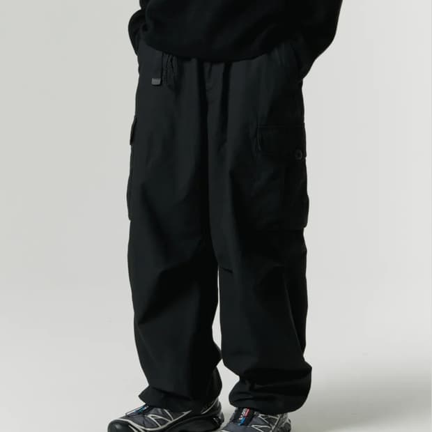 무탠다드 시티 레저 와이드 벨티드 카고 팬츠 [블랙]
