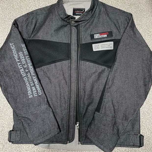 FUBU 데님 레이싱 바이커 자켓 M