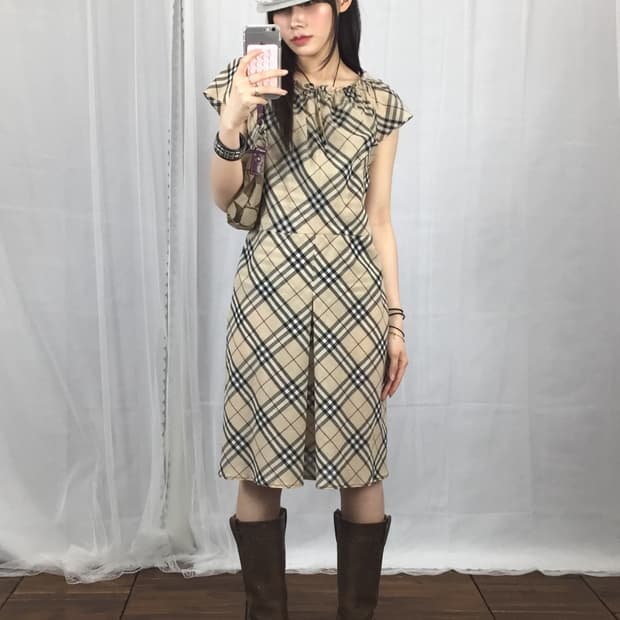 Burberry Blue Label Check Wool Dress