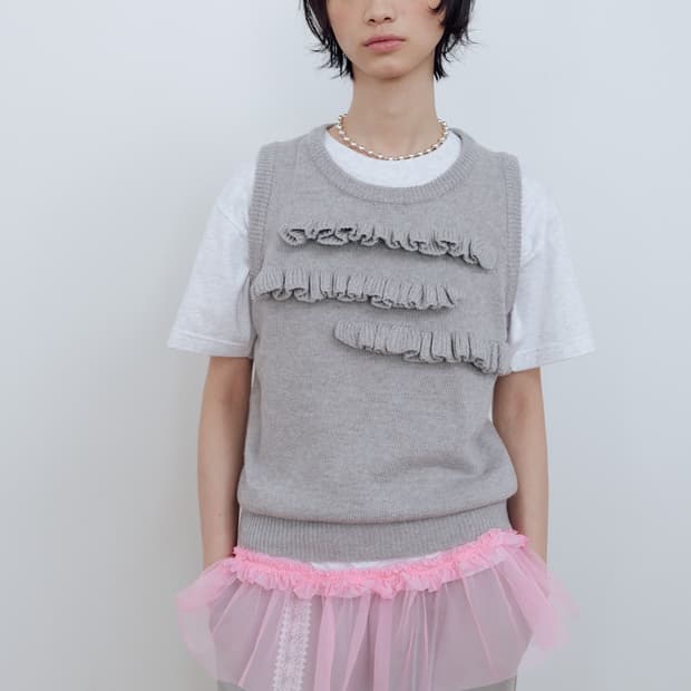 마조네 프릴 니트 베스트 s (새상품)