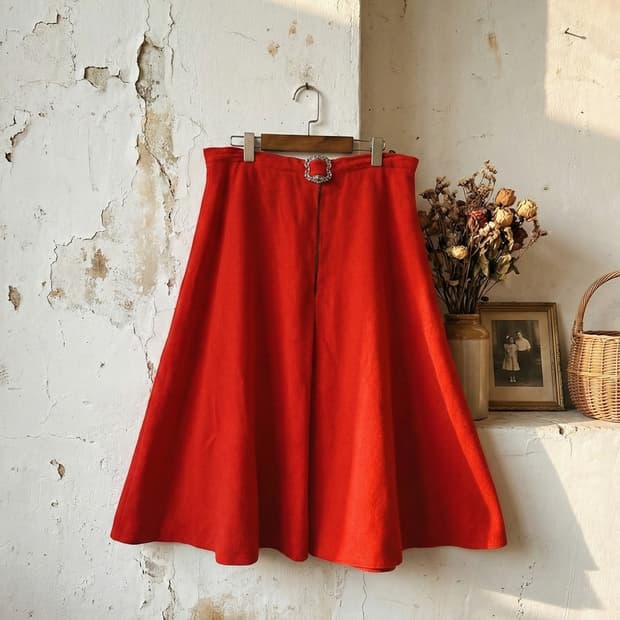 *'Chiemseer Dirndl'**빈티지 티롤 레드 울스커트