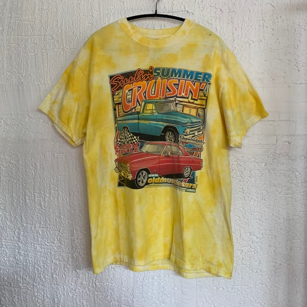 🌊Garment dye-ing muscle car T-shirts