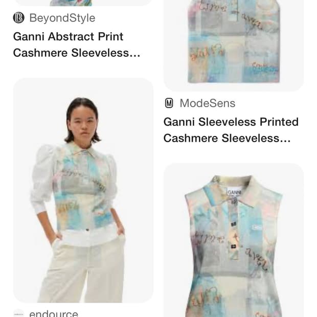 Printed cashmere sleeveless polo egreet