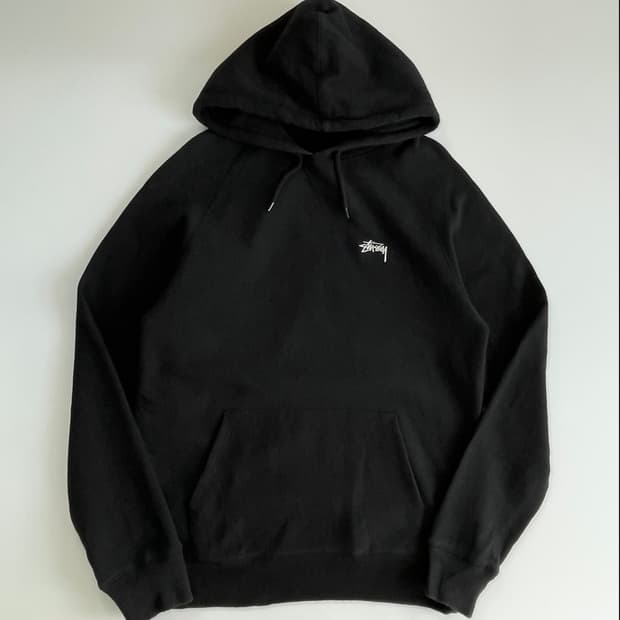 Stussy 스투시 블랙 스몰 스탁 자수 후드티