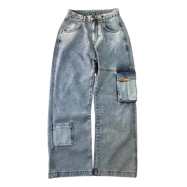 아케 데님 카고 와이드 팬츠