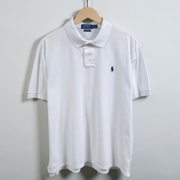 105~110 POLO 폴로 랄프로렌 반팔 카라티 커스텀슬림핏 화이트