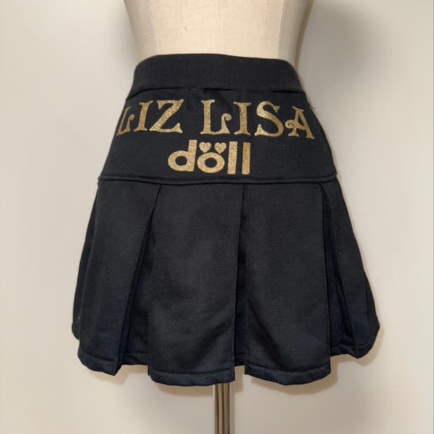 [ Liz Lisa ] 리즈리사 키치갸루 골드 레터링 블랙 스커트
