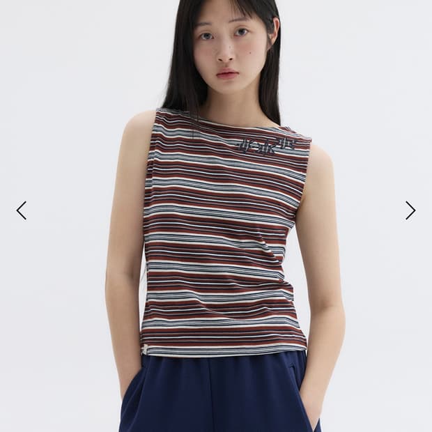 오헤시오 스트라이프 나시 슬리브리스